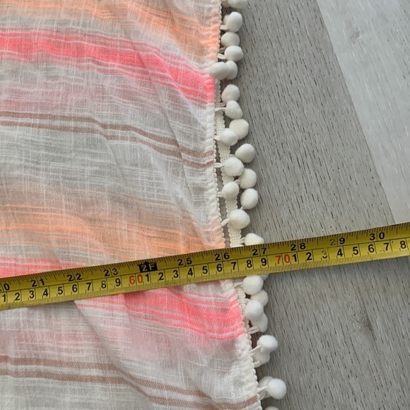 Pom Pom trim Cover up Dress size L summer beach vacation pink‎ orange boho - Picture 10 of 10